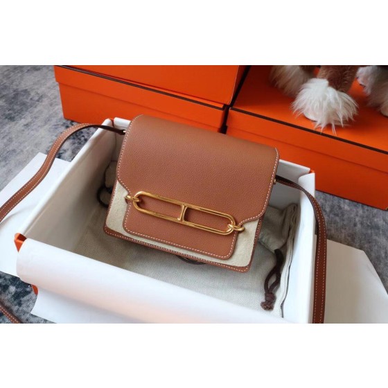 Roulis 19cm Evercolor Leather CK37 Golden Brown Walking White Line Gold Buckle