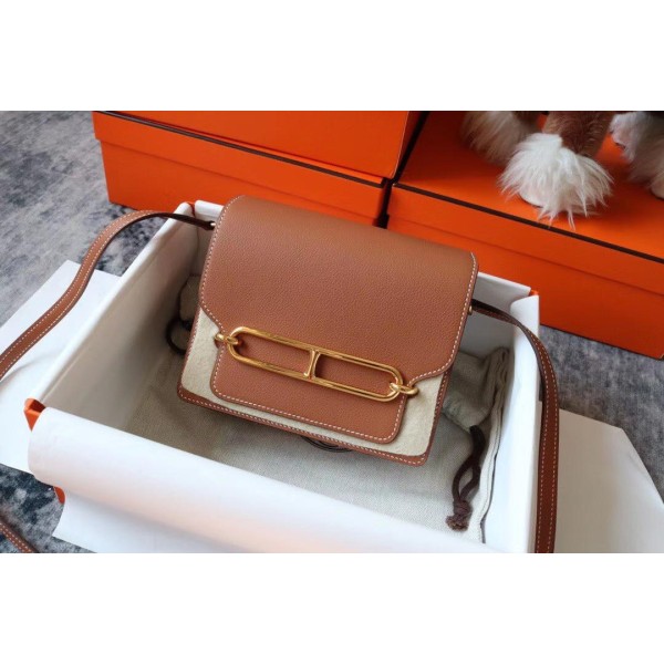 Roulis 19cm Evercolor Leather CK37 Golden Brown Walking White Line Gold Buckle