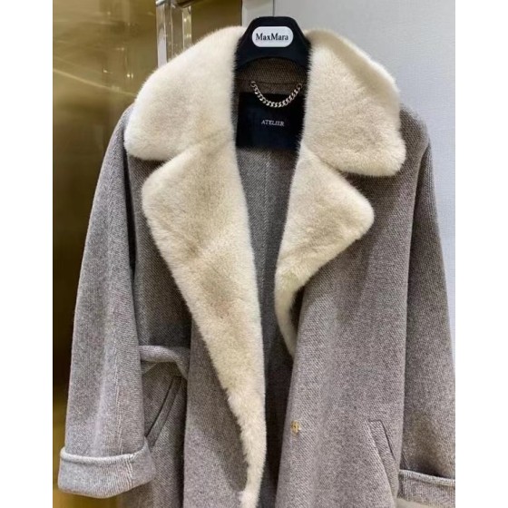 Mink collar coat Q65 (consult customer service to confirm the size before placing an order for a customized version)