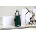 Emerald  Lady Dior vine check patent leather cow leather mini handbag