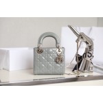 Rock Grey Lady Dior vine check patent leather cow leather mini handbag