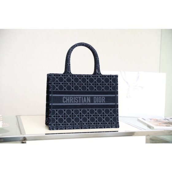 DIOR TOTE embroidered vine check blue
