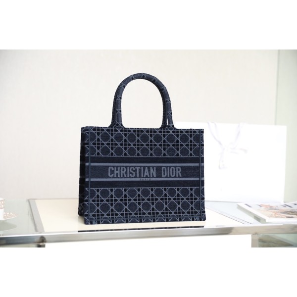 DIOR TOTE embroidered vine check blue