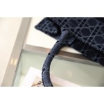 DIOR TOTE embroidered vine check blue