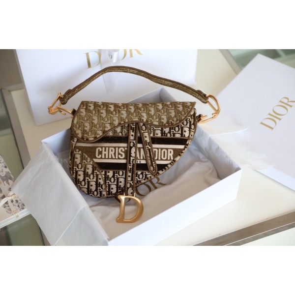 Dior Oblique Velvet Saddle Brown