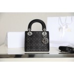 Dior Lady mini 💗 Black hot-stamped diamond toffee bag DR-051