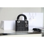 Dior Lady mini 💗 Black hot-stamped diamond toffee bag DR-051
