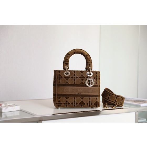 Dior〰️LadyFive compartmentsDaffy velvet coffee color DR-031
