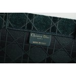 DIOR TOTE embroidered vine check pattern dark green velvet
