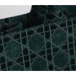 DIOR TOTE embroidered vine check pattern dark green velvet