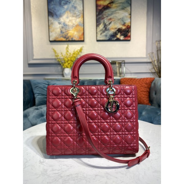 DIOR Lady Seven Grid Daifei Cherry Red