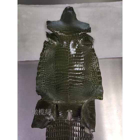 Hermès makes exclusive leather glossy American alligator: olive green