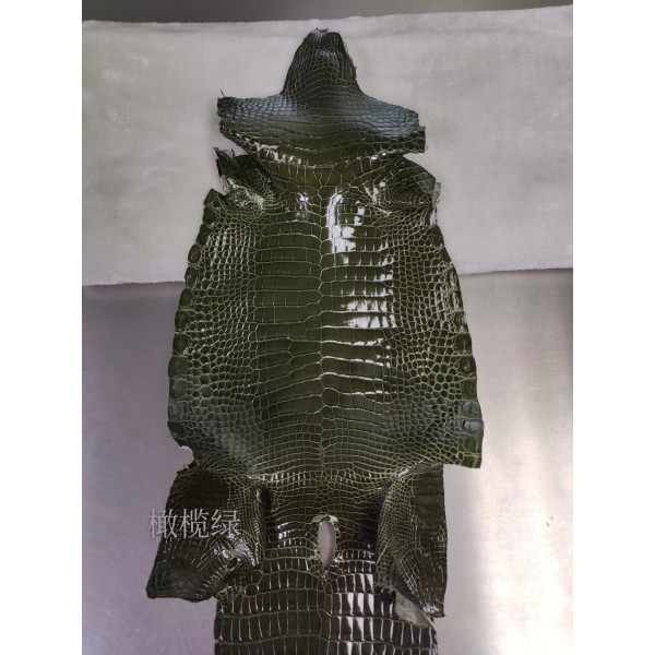 Hermès makes exclusive leather glossy American alligator: olive green