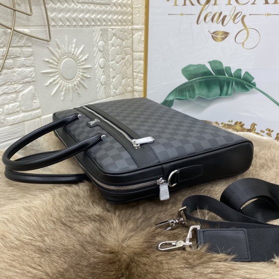 Louis Vuitton-Leather Men's Briefcase + Handbag + Messenger Bag