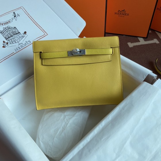 Kelly DanSe 22cm picture lemon yellow gold and silver buckle in stock evercolor leather