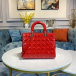 Dior Lady Seven Grid Daifei Big Red Lacquer Gold