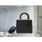 Lady Dior rattan check pattern matte calf leather flap tote bag