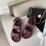 CHANEL Classic Enamel Colorful Button Velcro Sandals