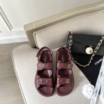 CHANEL Classic Enamel Colorful Button Velcro Sandals
