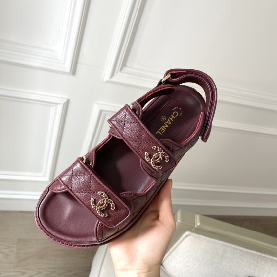 CHANEL Classic Enamel Colorful Button Velcro Sandals