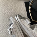 CHANEL Classic Enamel Colorful Button Velcro Sandals