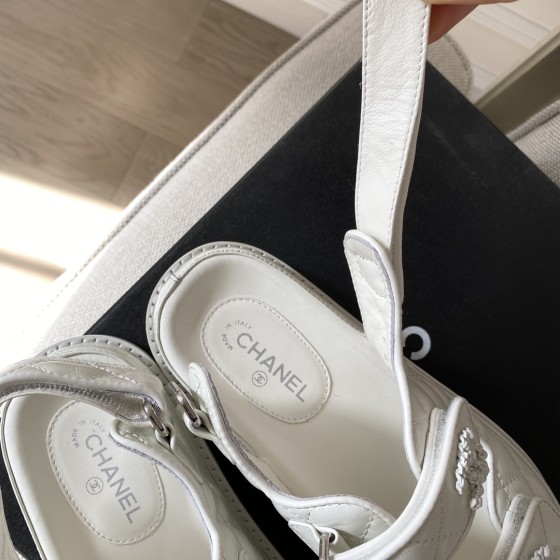 CHANEL Classic Enamel Colorful Button Velcro Sandals