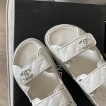 CHANEL Classic Enamel Colorful Button Velcro Sandals