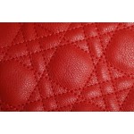 DlOR CARO】Red soft cow leather rattan check DR-091