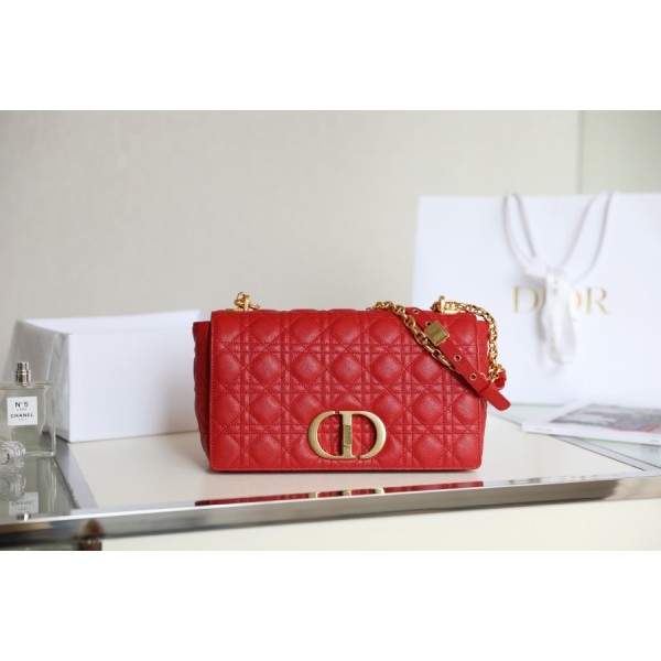 DlOR CARO】Red soft cow leather rattan check DR-091
