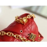 DlOR CARO】Red soft cow leather rattan check DR-091