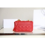 DlOR CARO] Red soft cow leather rattan check DR-081