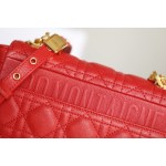 DlOR CARO] Red soft cow leather rattan check DR-081