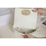 [DlOR CARO] White soft cow leather rattan check pattern