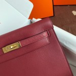 Kelly DanSe 22cm picture wine red gold and silver buckle in stock evercolor leather