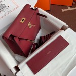 Kelly DanSe 22cm picture wine red gold and silver buckle in stock evercolor leather