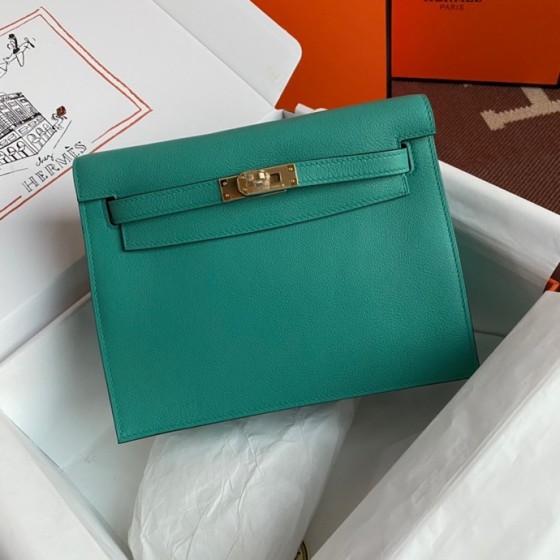 Kelly DanSe 22cm picture peacock blue gold and silver buckle in stock evercolor leather