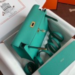 Kelly DanSe 22cm picture peacock blue gold and silver buckle in stock evercolor leather