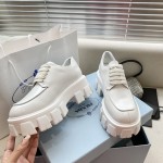 Prada open edged vermilion lacquered leather thick sole casual small leather shoes