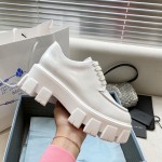 Prada open edged vermilion lacquered leather thick sole casual small leather shoes