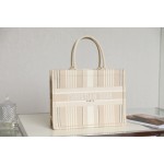 DIOR TOTE embroidered striped canvas