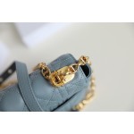 [DlOR CARO] Sky blue soft cow leather rattan check DR-081