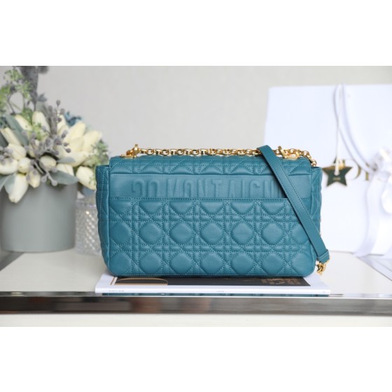 [DlOR CARO] Deep Sea Blue Soft Cow Leather Rattan Lattice