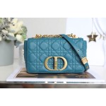 [DlOR CARO] Deep Sea Blue Soft Cow Leather Rattan Check DR-081