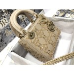 DIOR Princess Diana's three grid series embroidered gold beads