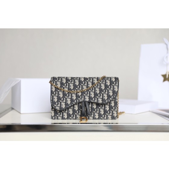 Saddle clutch bag old flower blue Oblique DR-58