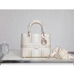 Dior LADY D-LITE five-compartment Daffy embroidery apricot stripes DR-031