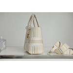 Dior LADY D-LITE five-compartment Daffy embroidery apricot stripes DR-031