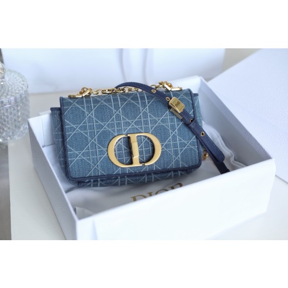 DIOR CARO Denim blue vine check embroidery DR-021