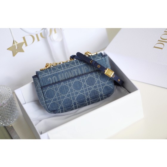 DIOR CARO Denim blue vine check embroidery DR-021