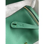 Lindy 26cm imported TC leather peacock green gold buckle waxed thread